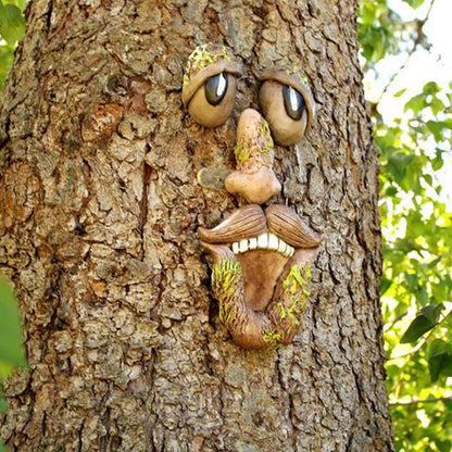 Bark Ghost Face Facial Features Old Man Tree Decorat Yard Art Decorations Monsters Sculpture Outdoor DIY 