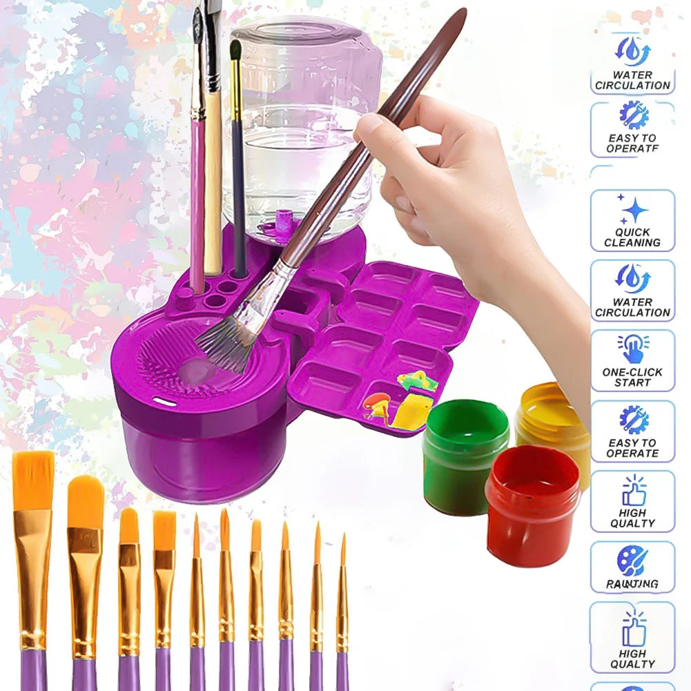 Effortless Paint Brush Cleaning Machine with Automatic Water Circulation and Drain Button - Your Ultimate Art Companion!